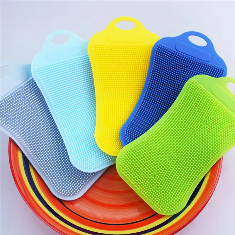 Silicone Dish Washing Sponge Scrubber Kitchen Cleaning Antibacterial Tool Dish Bowl Magic Cleaning Brush Scouring Pad Wash 3N30 (2)