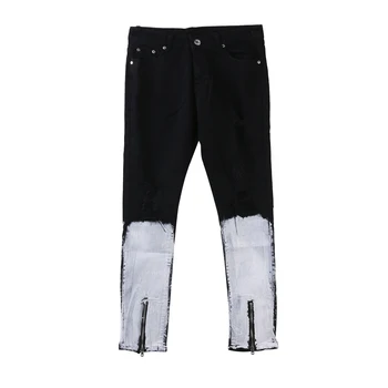 

Mens ripped Rock Skinny Stretch Biker Zipper pants Jeans distressed jeans