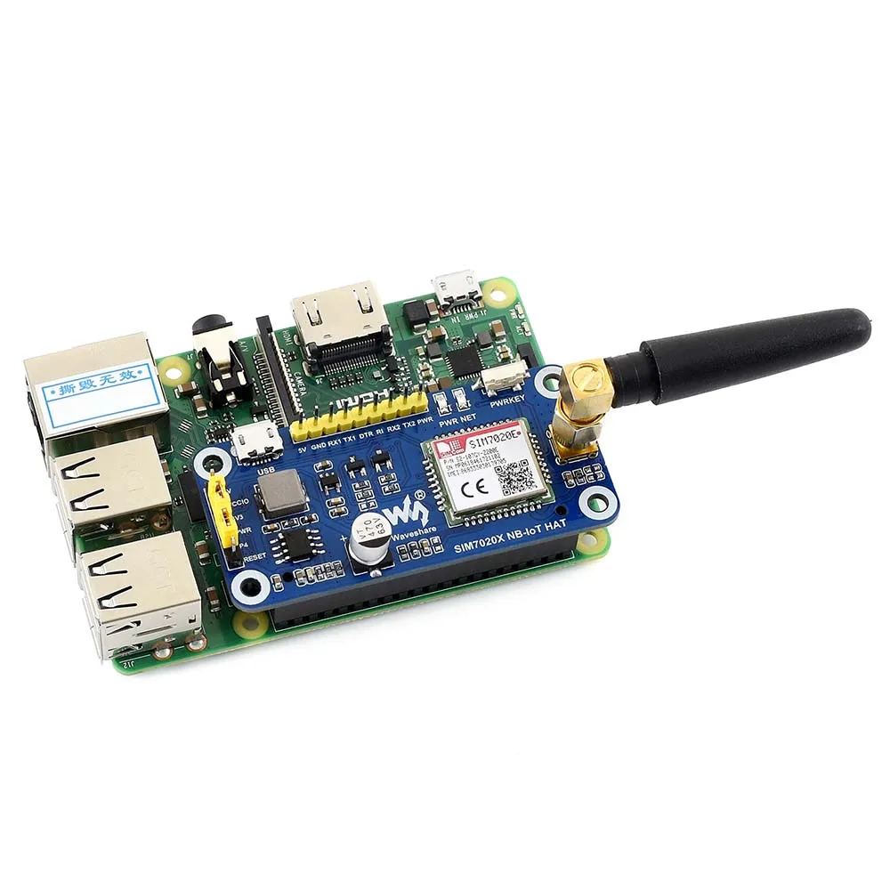 Шляпа Waveshare NB-IoT для Raspberry Pi на основе полос SIM7020E B1/B3/B5/B8/B20/B28 поддерживает LWM2M/COAP/MQTT и т. Д