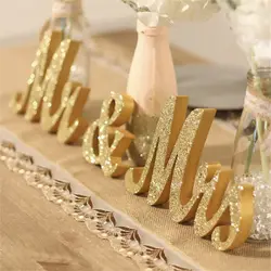 3 шт./компл. DIY фестиваль вечерние свадебные деревянные знаки Home Decor Золотой MR & MRS буквы украшения поставляет вечерние украшения 2018