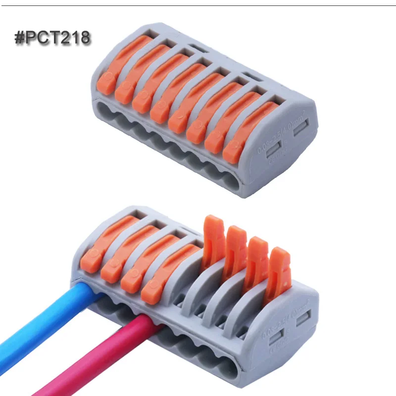 Mini Fast Wire Connectors Universal Compact Wiring Connector Push-in Terminal Block Splice Terminal Cable Splitter 8