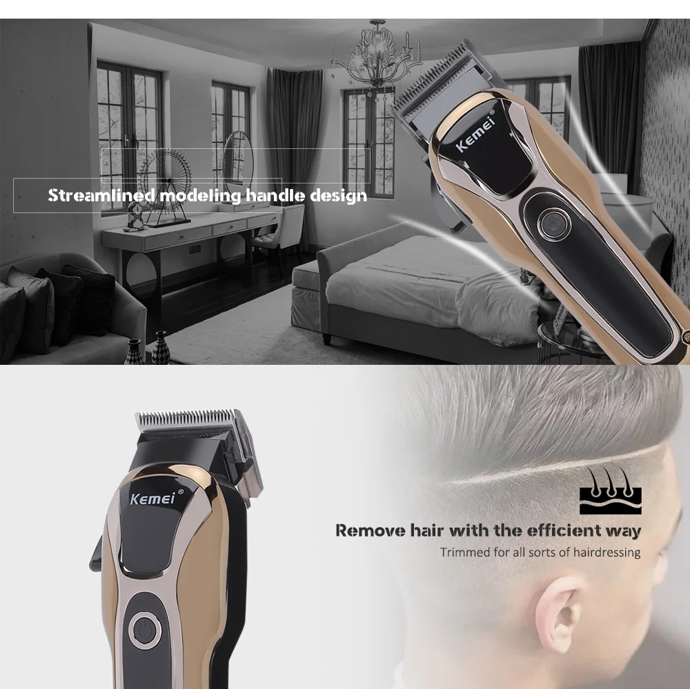  2019 Kemei Electric Hair Trimmers 110v-240v Turbocharged Rechargeable Hair Clipper Adjustable 5W Ha
