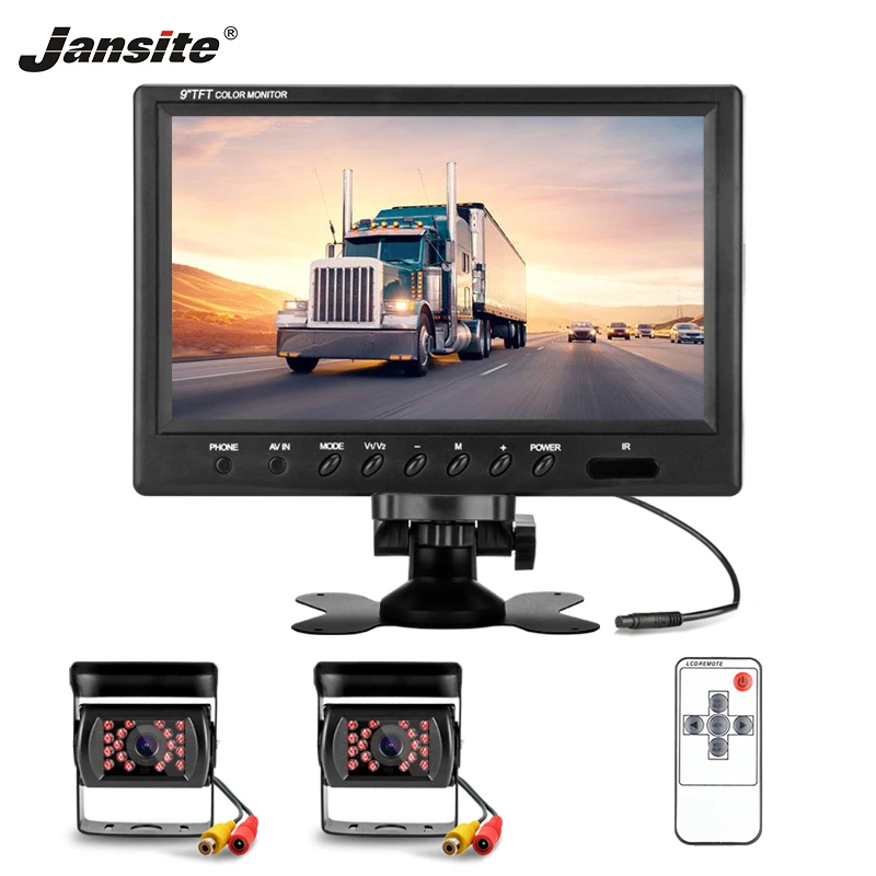 

Jansite 9" TFT LCD Wired Car Monitor Display with Rear Camera Parking System 360degree image flip function for Rear view Monitor