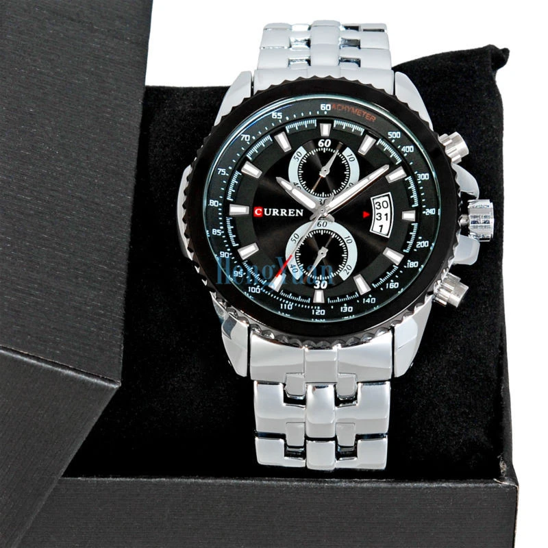 curren black chain watches