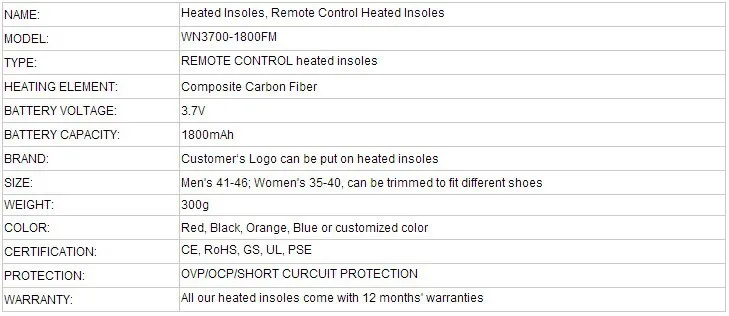 Buy Direct From China Factory Electric Foot Warmer Remote Type Thermal Insoles 3.7V 1800mAh BLACK RED Mens 41-46# Womens 35-40#
