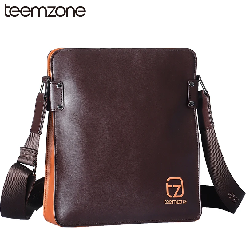

teemzone European and American Minimalist Style Men's Genuine Leather Messenger Shoulder Bag Satchel Cross Body Shoulder Bag