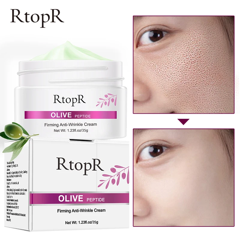 RtopR Olive Peptide Firming Anti-Wrinkle Cream Reduce Face Fine Lines Tighten Pores Whitening Oil Control Acne hydrating skin