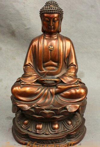 

Free Shipping 0 8inch Chinese Buddhist Pray Pure Bronze Shakyamuni Sakyamuni Tathagata Buddha Statue