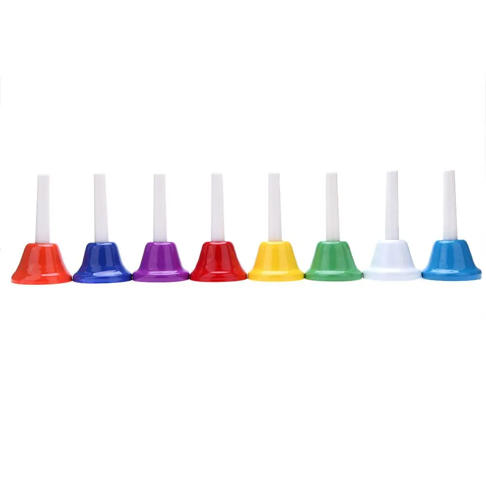 BMDT-Handbell اليد جرس 8-ملاحظة المعادن الملونة طفل الأطفال دمية موسيقية قرع الصك