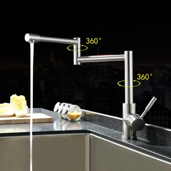 

304 Stainless Steel Lead-free Folding Kitchen Faucet Rotating Extension Kitchen Faucet Mixer Sink Tap Torneira Cozinha