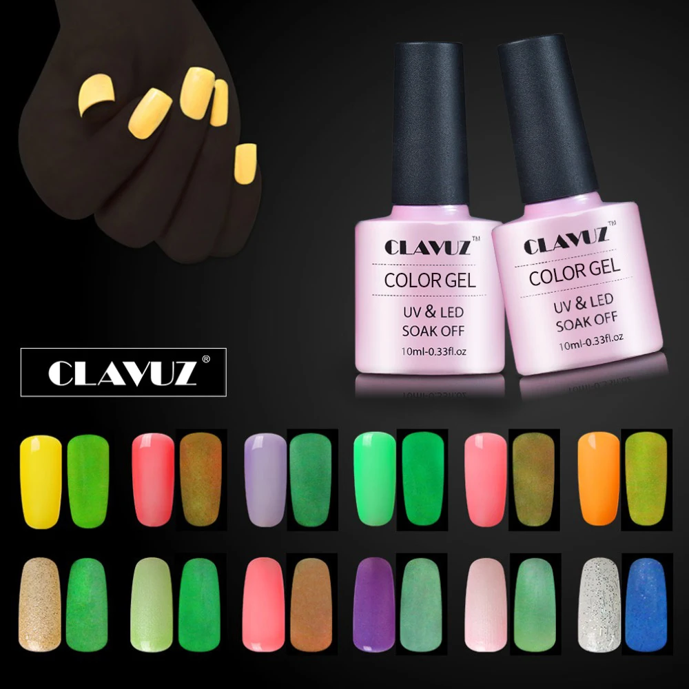 CLAVUZ 10ML Candy Luminous Fluorescent Soak Off Gel Nail Polish Art