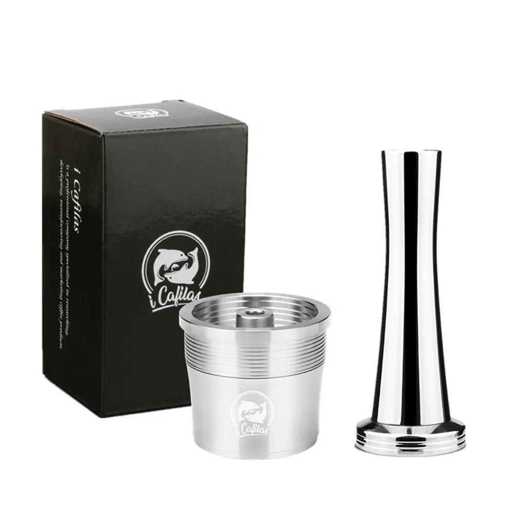 

ICafilas 2 Styles Coffee Filter For illy Coffee Tamper Refillable Capsules Cup Dripper Stainless Steel Reusable Coffee Baskets