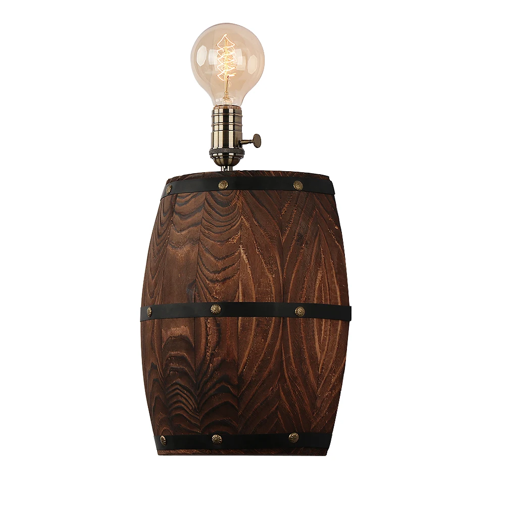 Wooden Barrel Wall Lamp