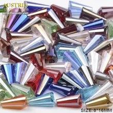 Cuentas de cristal en forma de torre para fabricación de joyas, cuentas de cristal sueltas de 8x16mm, suministro de pulsera, bricolaje, 50 Uds.