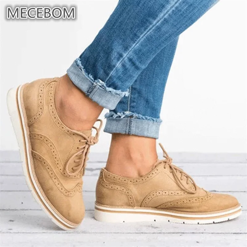 

Women Flats Shoes Rubber Platform Oxfords Lightweight Lace Up Casual Retro Brogues Sneakers Loafer Ankle Tenis Feminino 861W