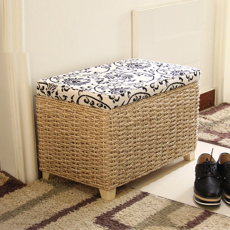 Creative Storage Stool Ottoman Home Decoration Furniture Storage Rattan Wicker Chair Door Bench Kids Children Adult Chair