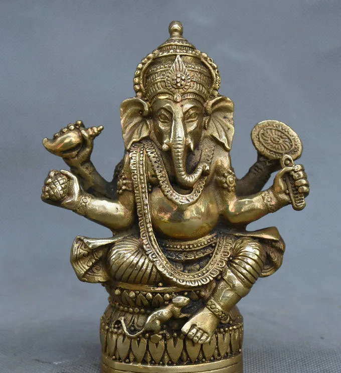 

Tibetan Buddhism Brass Ganesha Ganapati Ganesh Lord God Elephant Buddha Statue