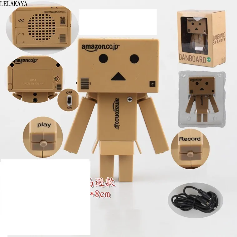 

13cm Lovely Cartoon Danbor Speaker Doll Blank Style Box Version PVC Action Figure Model toy With LED Light can record sound