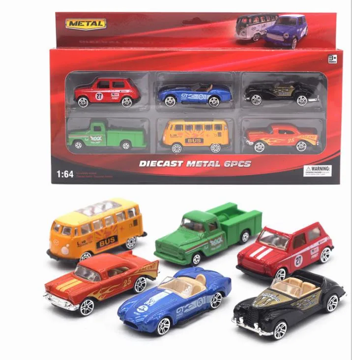Имитационная Классическая игрушечная машинка, 1: 64 масштаб сплава автобус, грузовик автомобиль игрушки, 6 шт Коллекционная Игрушечная модель, детский подарок