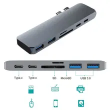 USB 3,1 type-C концентратор к HDMI адаптер 4K Thunderbolt 3 USB C концентратор с концентратором 3,0 TF sd-ридер слот PD для MacBook Pro/Air