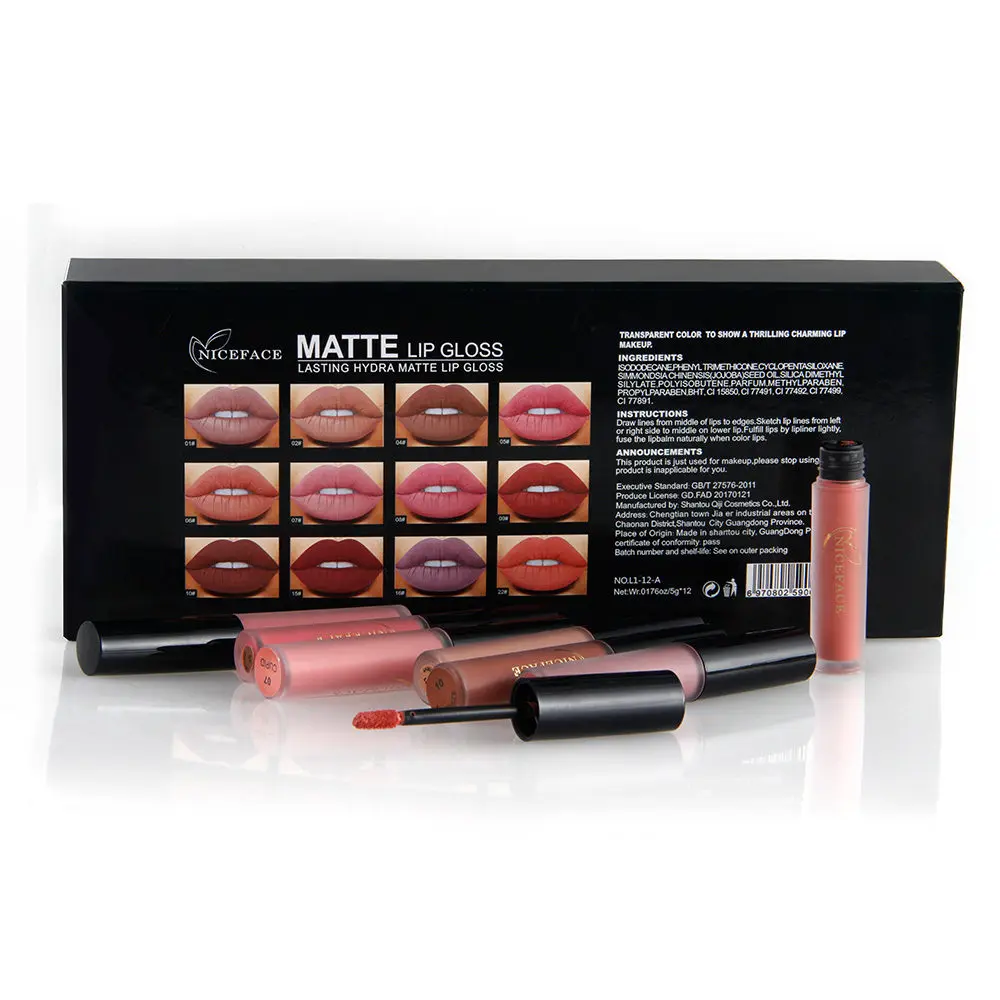 NICEFACE 12 Colors Lip Gloss Matte Liquid Lipstick Hot Sexy Lip Paint Waterproof Long Lasting Makeup Tools Cosmetic Kit New NICEFACE 12 Colors Lip Gloss Matte Liquid Lipstick Hot Sexy Lip Paint Waterproof Long Lasting Makeup Tools Cosmetic Kit New