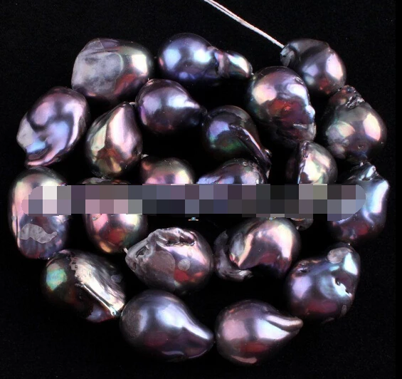 

xiuli 000362 15-20MM FREEFPRM NATURAL BLACK FRESHWATER PEARL LOOSE BEADS STRAND 15