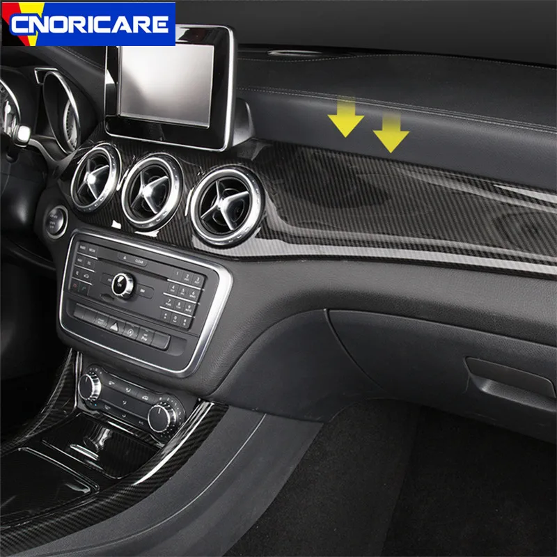 Carbon Fiber Color Car Center Console Air Condition Panel Decoration ABS For Mercedes Benz GLA X156 CLA C117 2013-18 LHD