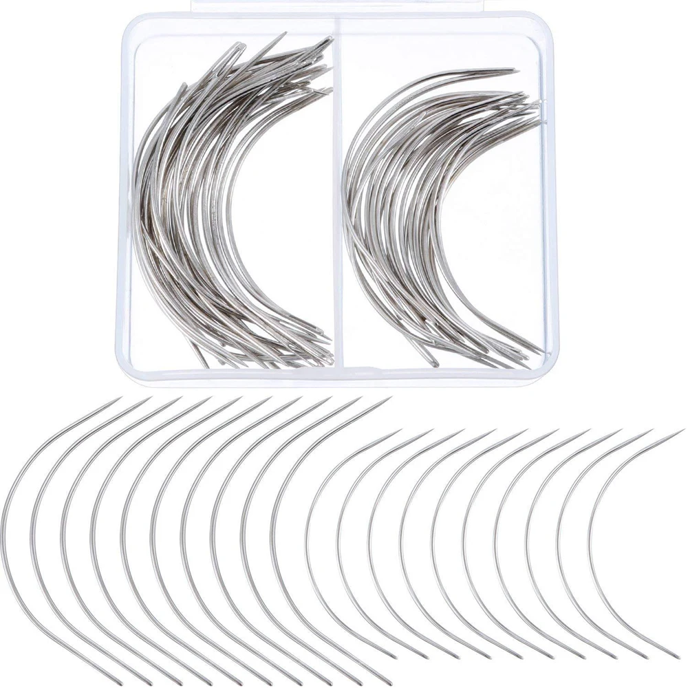 Wig Making Pins Needles Set 200 Pieces Wig T Pins and C Curved Needles Hand Sewing Needles Hair Sewing Wig for Crafts /& Wig Making