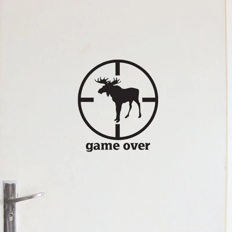 

YOJA 21.9*25CM GAME OVER Moose Hunting Room Door Decoration Wall Sticker Mural D1-0140