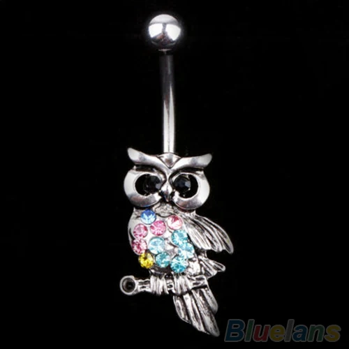 

Rhinestone Owl Dangle Ball Barbell Bar Belly Button Navel Ring Body Piercing 1TYE