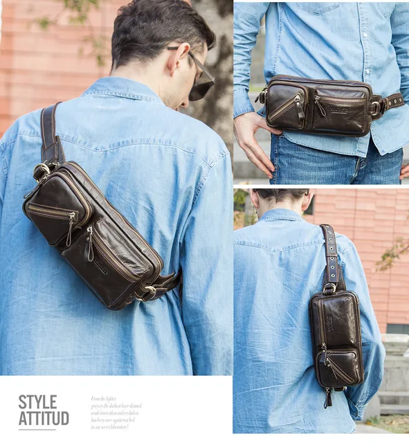 CONTACT S rinonera pequena de cuero genuino para hombre bolso de cintura de alta calidad para telefono movil bolsas de pecho de viaje nueva AliExpress