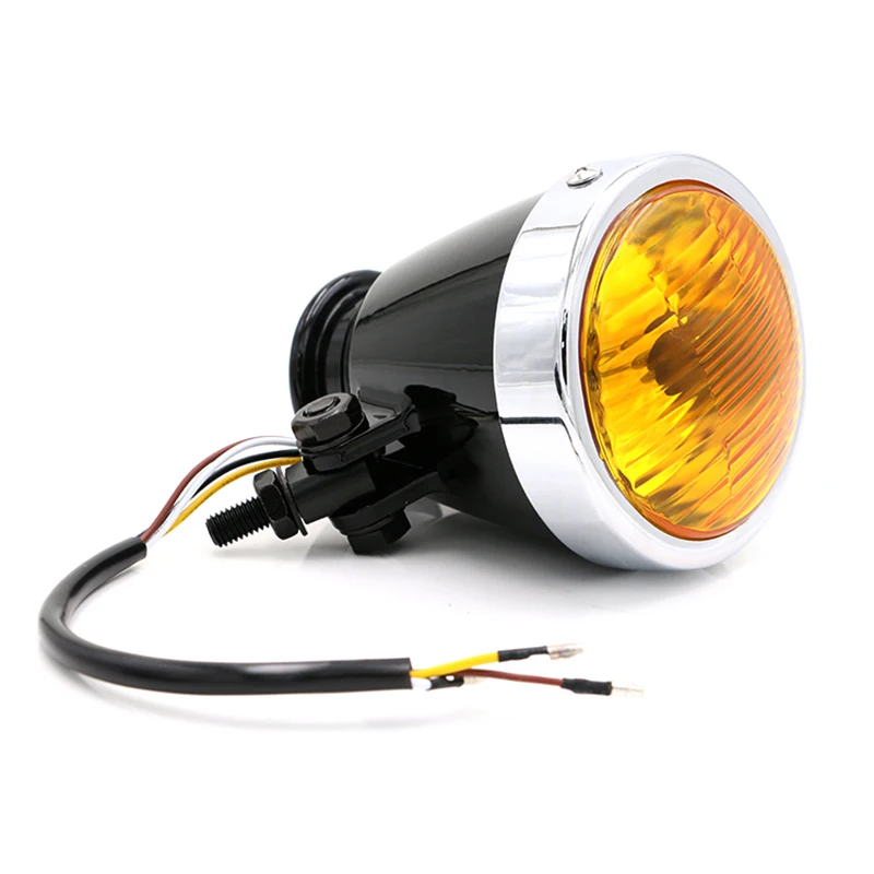 Nuoxintr 12V Motorcycle Headlight Lamp Metal Motocross Head Lamp For Harley Suzuki Cafe Racer Bobber Chopper