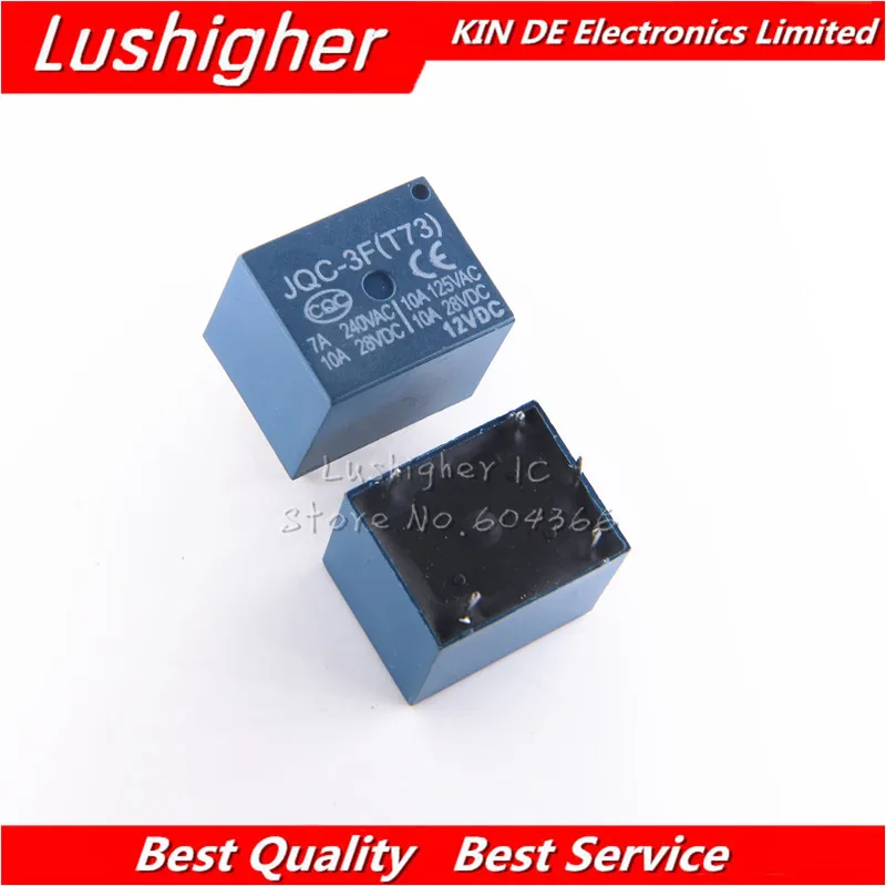 

10pcs JQC-3F ( T73 ) DC 12V 5Pin Power Relay 250VAC 28VDC JQC-3F