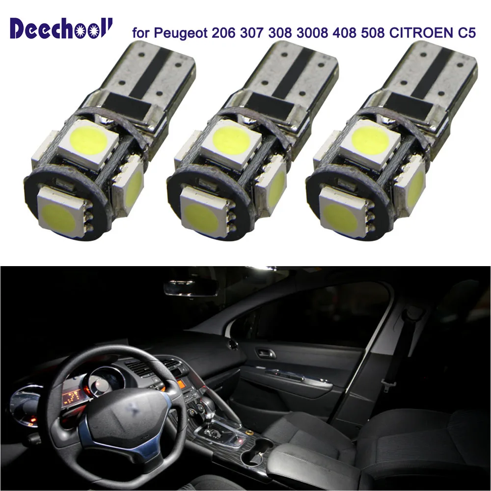 

deechooll 9x Car LED Bulb for Peugeot 307 CC 407 4007 308 408 508 Trunk Lamp,Auto Light Bulb for CITROEN C5 Reading Dome Light