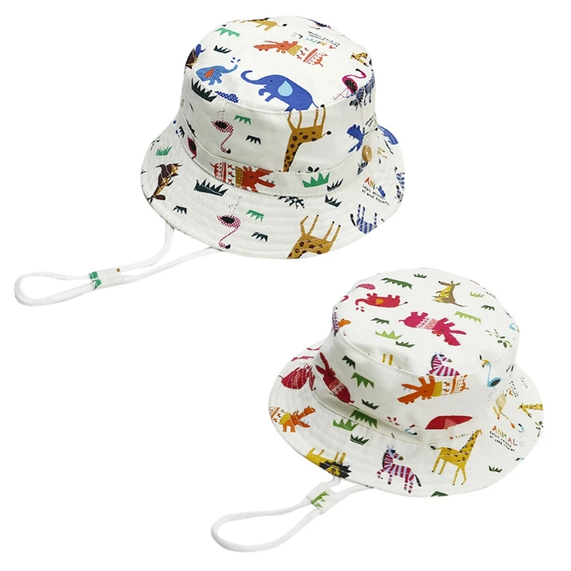 

Kids Reversible Bucket Visor Sun Hat Animal Print Cute Panama Wide Brim Adjustable Bucket Hat