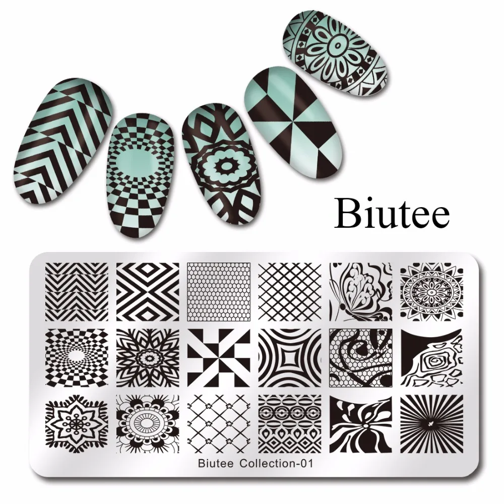 

1Pc Biutee Rectangle Nail Stamping Template Classical Designs Nail Stamp 12*6cm Nail Stamping Plate 15 Patterns