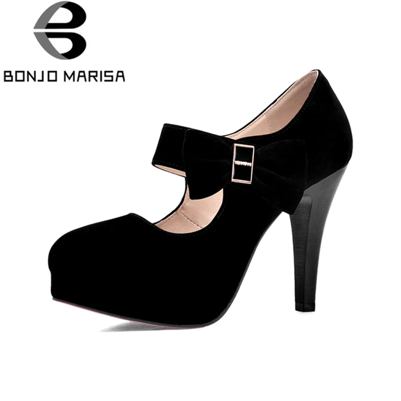 

BONJOMARISA Platform Pumps Women Autumn 2019 New Plus Size 30-45 Sweet High Spike Heel 10 cm Shoes Woman Wedding Party Shoes