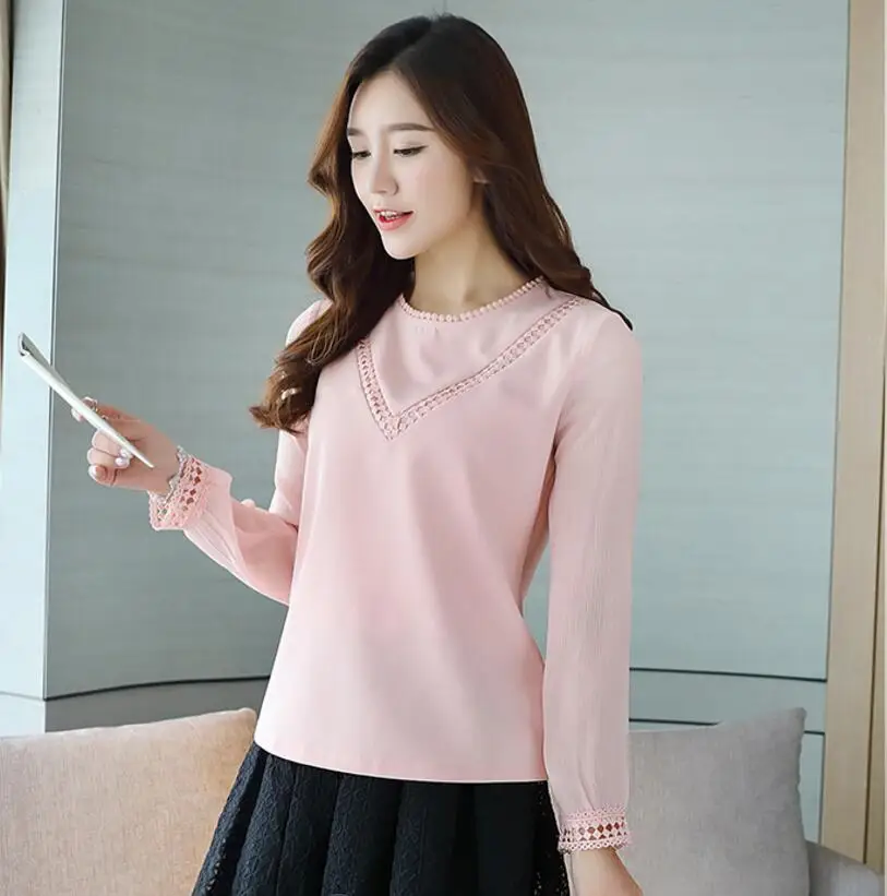 2017 autumn white pink font b women b font font b blouse b font chiffon font