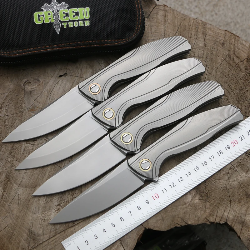 Складной нож Green thorn F7 С флиппером лезвие M390 TC4 титановая ручка карманный для