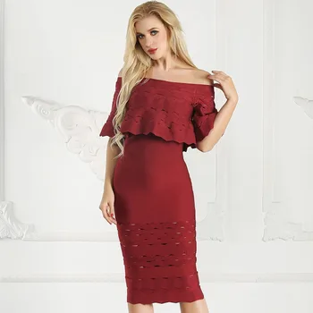 

Hollow Out Short Mermaid Fashion Bandage 2019 New Style Dress Sexy Women Night Club Evening Body con Strapless Dresses Wholesale