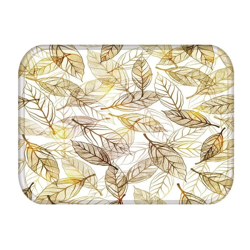 Golden Tropical Leaves Kitchen Entrance Door Mat Coral Velvet Carpet Rubber Colorful Indoor Floor Mats Non-Anti-Slip Rug 48255 - Цвет: 2DD-48255-015