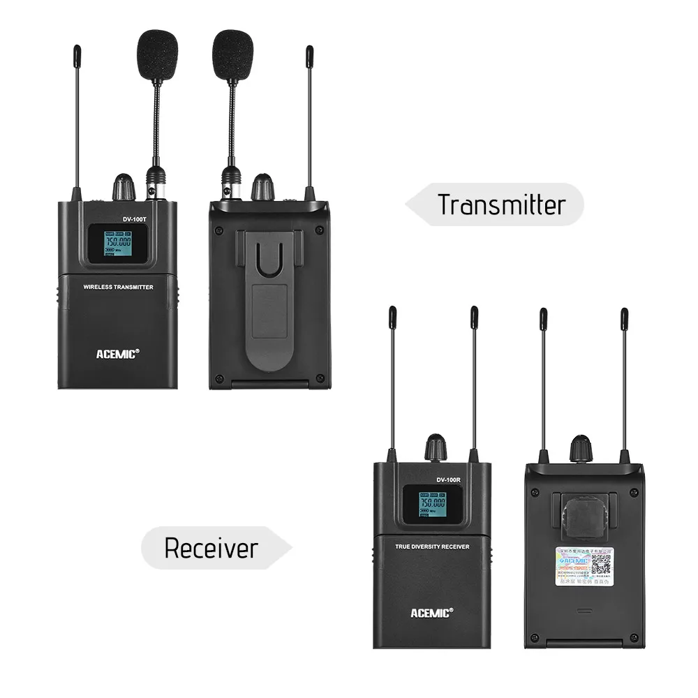 Двухканальная UHF Беспроводная микрофонная система ЖК дисплей передатчик +