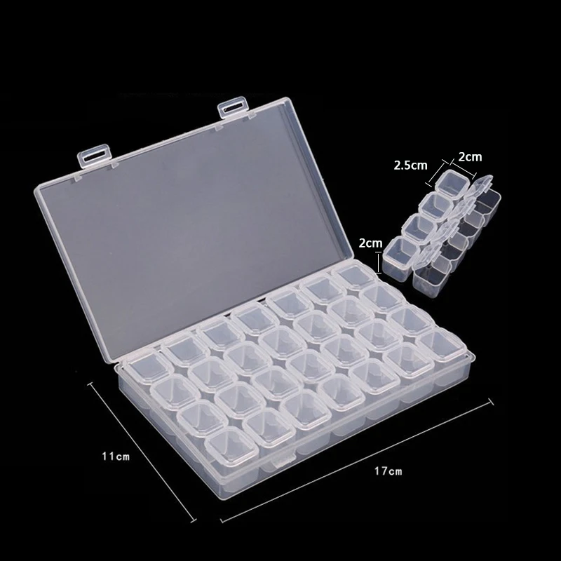 

Women Fashion Beauty Cosmetics Makeup Organizer Nail Crystal Rhinstone Storage Jewelry Box 11x17cm 28 Grids