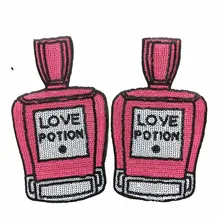 Розовый LOVE POTION флакон духов патчи для одежды гладить на патч горячего расплава клея одежда аксессуары наклейки с блестками 2 шт