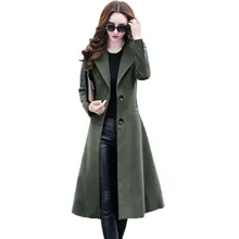 New Arrivals 2016 Autumn And Winter Women’s Fashion Woolen Coat Windbreaker Slim Knee Long Section Of Trench Coat Female C471