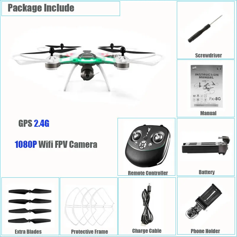 Дрон GPS позиционирование Квадрокоптер с камера 1080 P HD 2,4 г/5 г Wi Fi Вертолет FPV Headless режим Следуйте за мной дроны - Цвет: 2.4G GPS 1080P