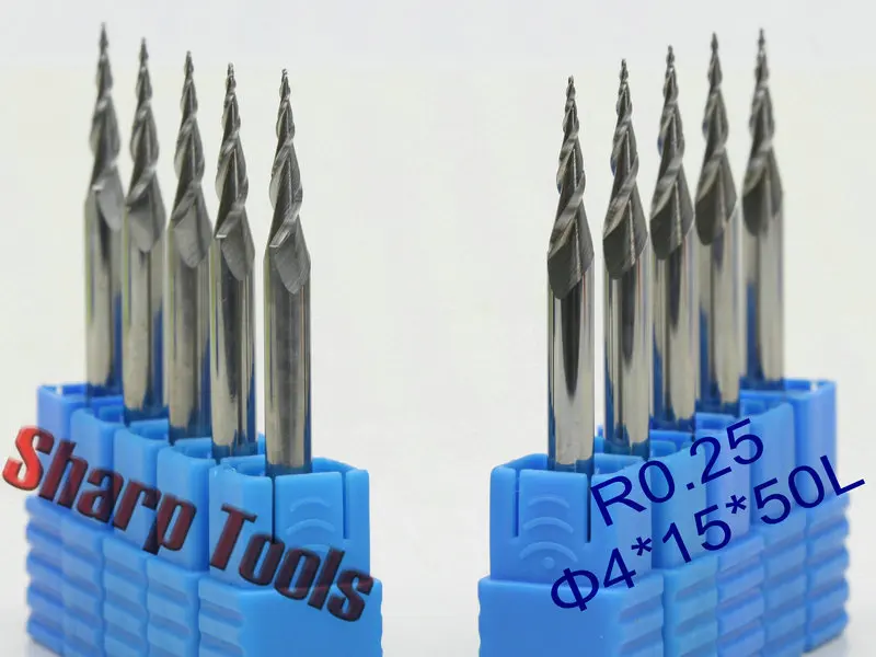 4*15 мм 0.25R 2 Флейта Конические карбидные концевые фрезы для носа