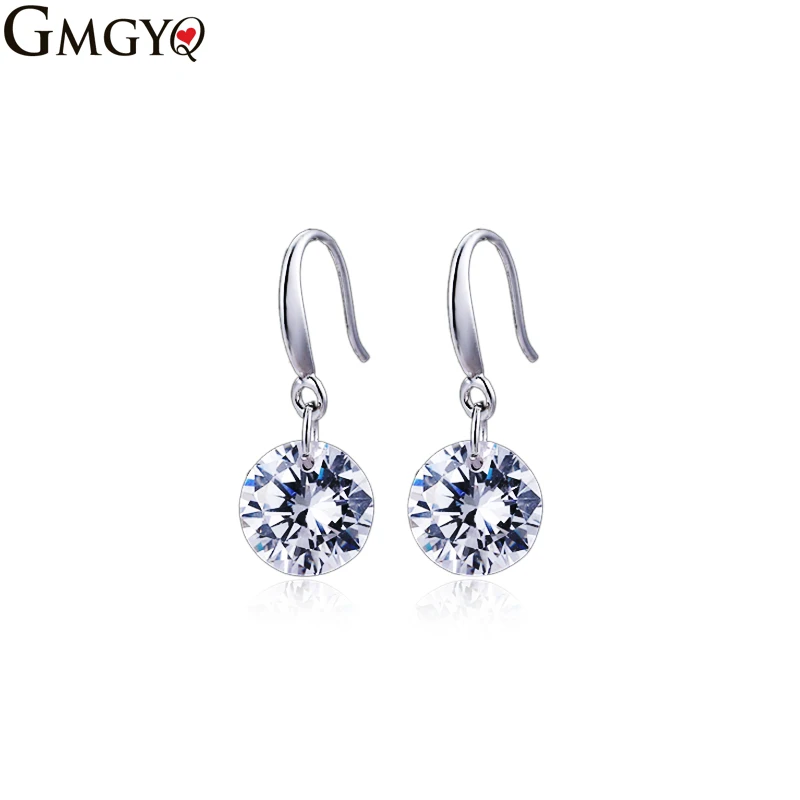 

GMGYQ 2017New Wit Crystal Zircon Oorbellen Channel Brinco Cirkel Ronde Ear Hook Voor Vrouwen Verzilverd Oorbellen Mode-sieraden