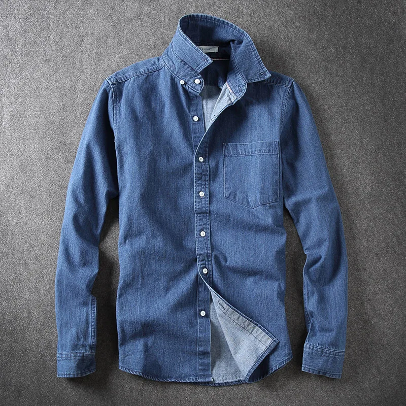 

2017 Autumn New Casual Long Sleeve Camisa Jeans Slim Plus Size Denim Shirt Men