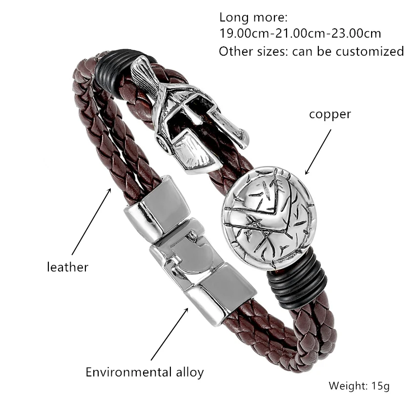 Новинка, Ретро стиль, Спарта, воин, мужской браслет, роскошный, для кемпинга, кожаные браслеты, женские браслеты, ювелирное изделие, прекрасный подарок, Pulseira Masculina